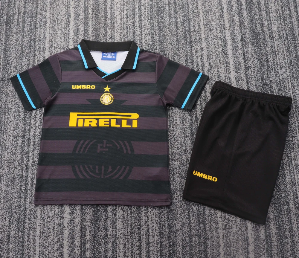 Inter Milan Retro Jersey Third Away Kids Kit Jerseys+Shorts 1997/98