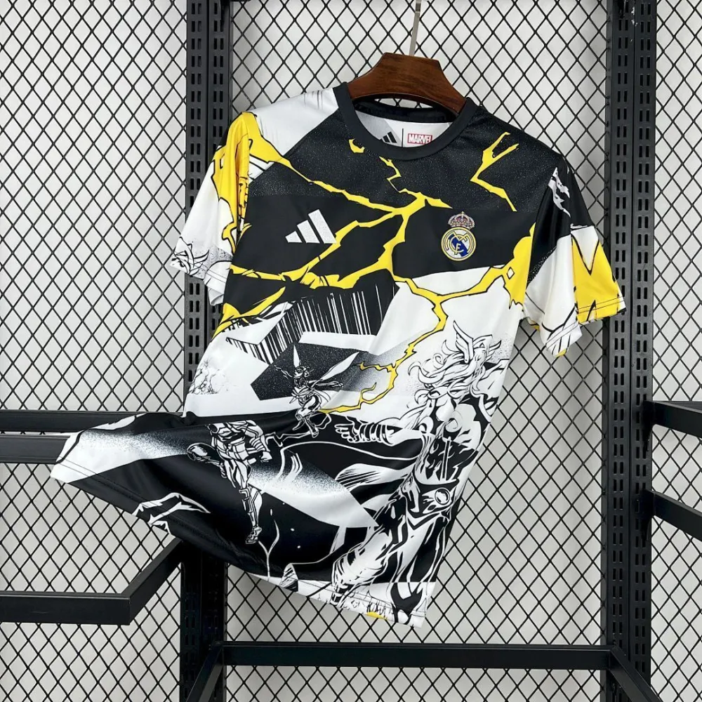 Real Madrid Soccer Jersey Pre-Match Marvel Custom Shirt 2025/26