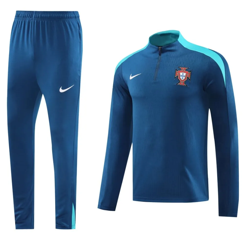 Portugal Zipper Sweatshirt Kit (Top+Pants) Blue 2024/25