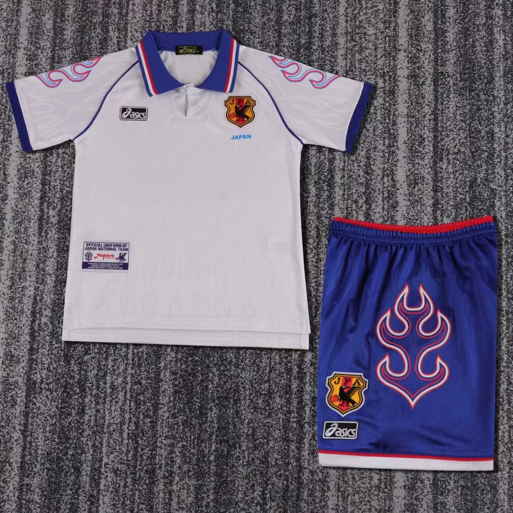Japan Retro Soccer Jersey Away Kids Kit Jersey+Shorts 1998