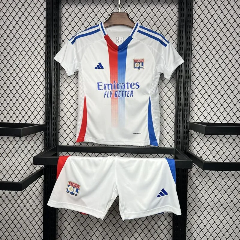 Olympique Lyonnais Football Jersey Home Kids Kit Jerseys+Shorts 2024/25