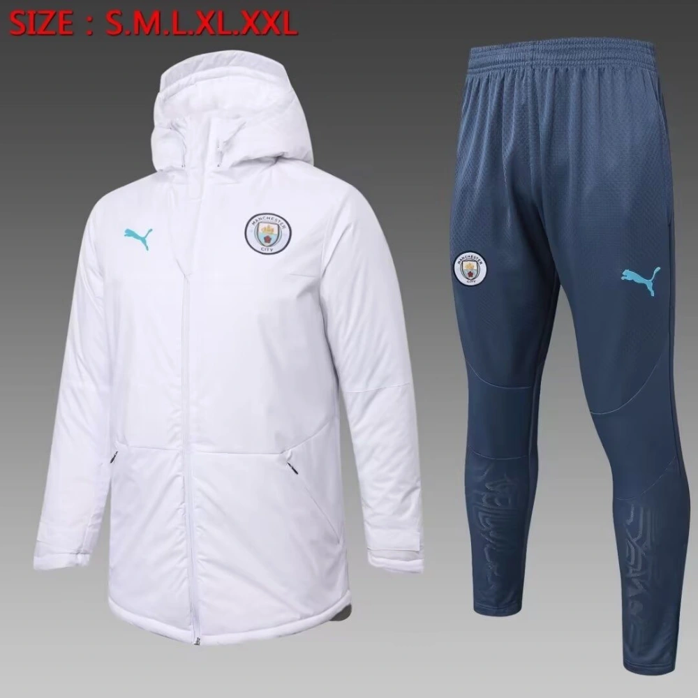 Manchester City Cotton Hoodie Coat With Pants White 2025/26