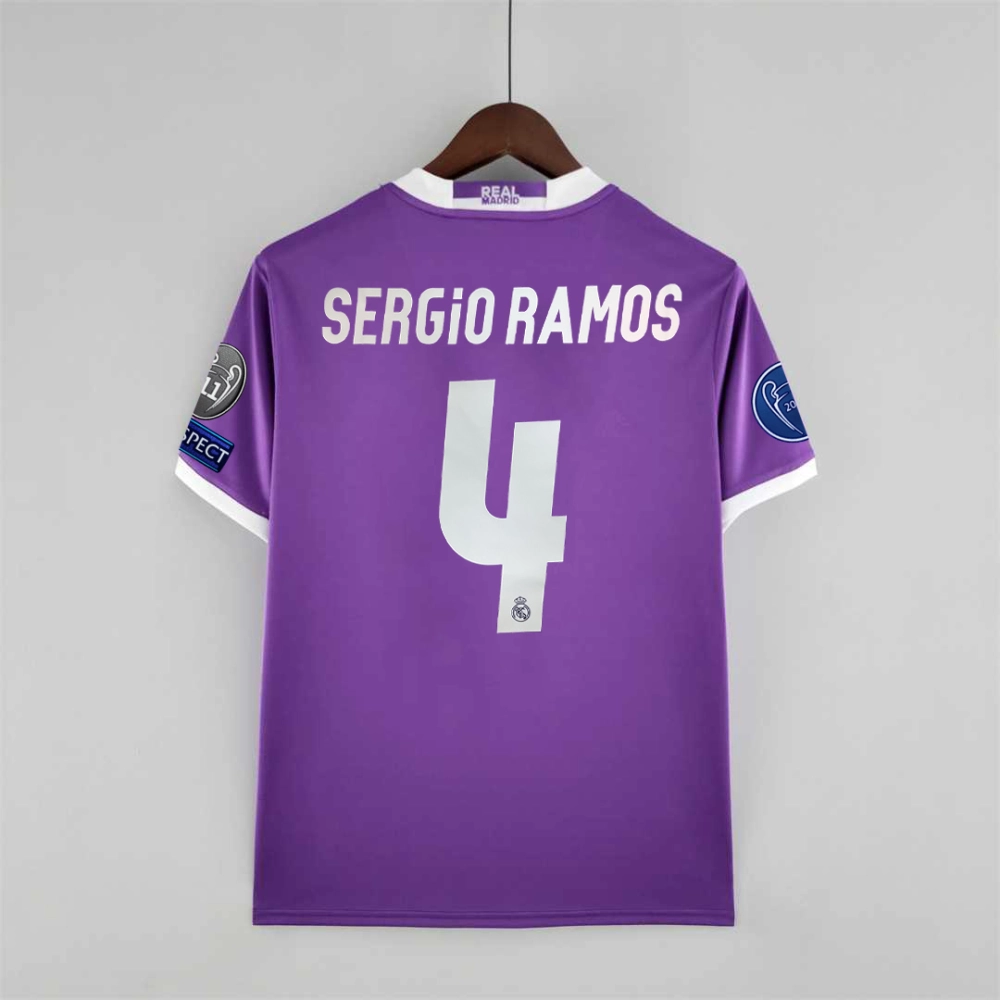 SERGIO RAMOS #4 Real Madrid Retro Jersey Away Soccer Shirt 2016/17
