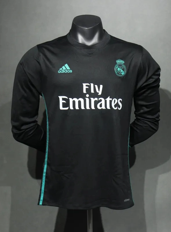 Real Madrid Authentic Retro Jersey Away Long Sleeve Soccer Shirt 2017/18