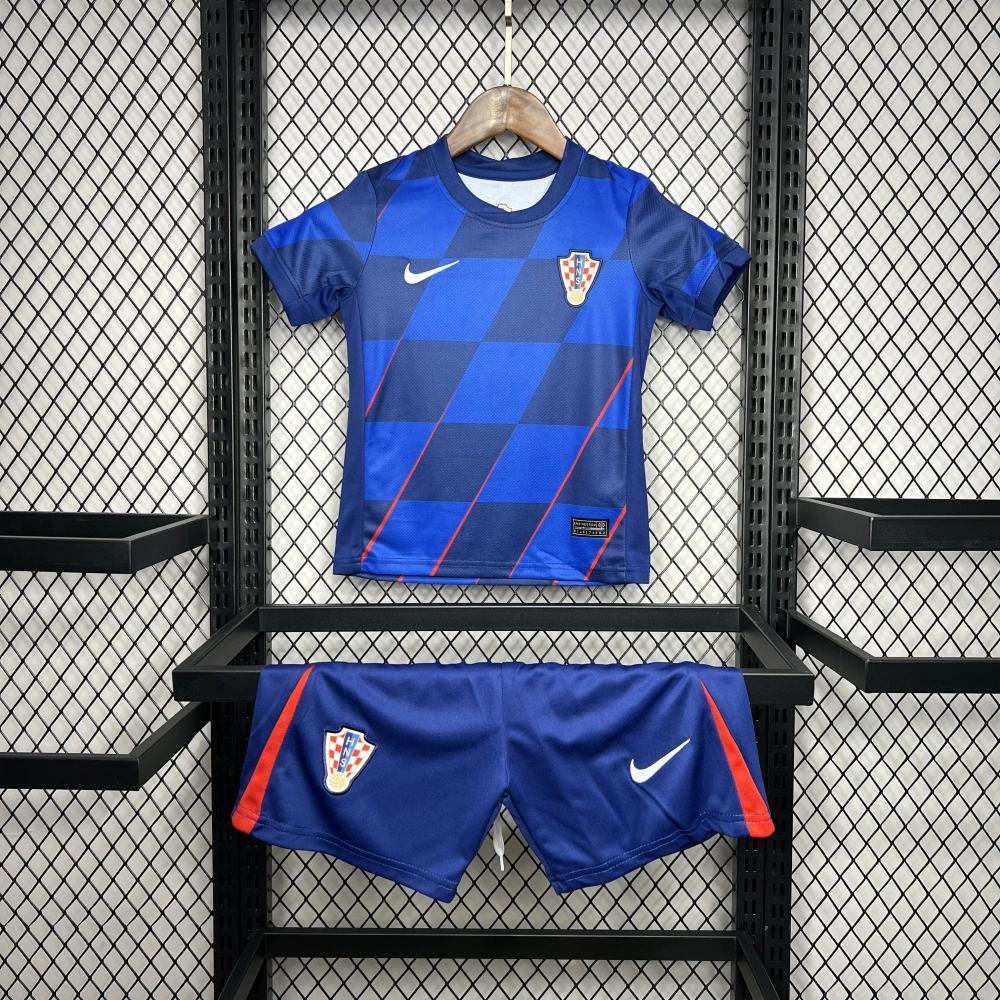 Croatia Soccer Jersey Away Kids Kit Jersey+Shorts EURO 2024