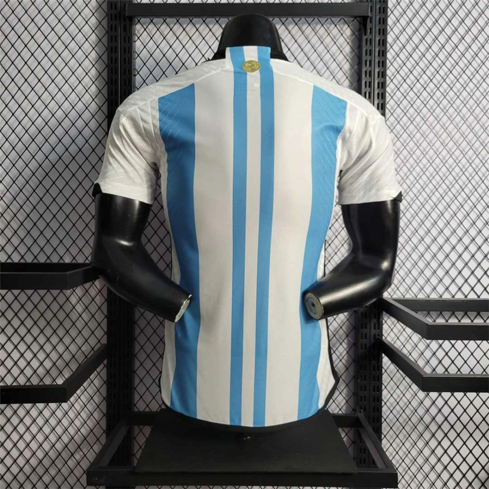 Argentina Retro Authentic Soccer Jersey Home Shirt 2022 - World Cup Champion Edition 3 Stars