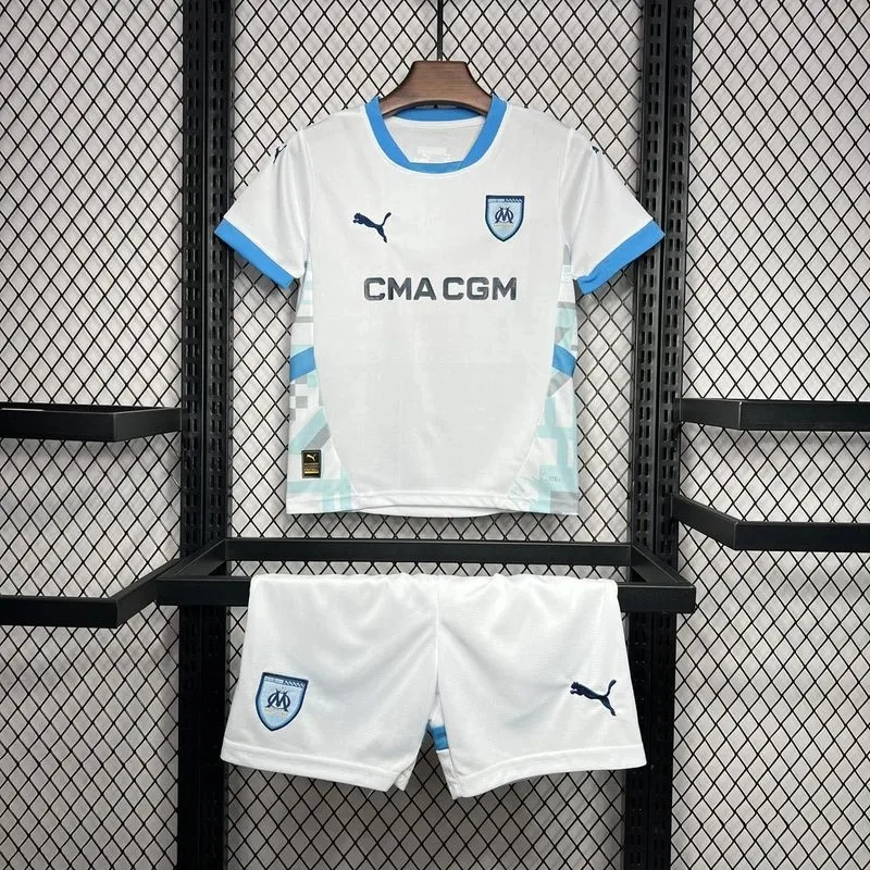 Marseille Soccer Jersey Home Kids Kit Jerseys+Shorts 2024/25
