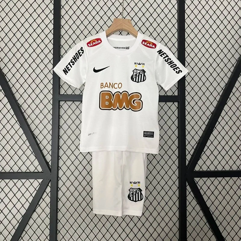 Santos FC Retro Soccer Jersey Home Kids Kit Jersey+Shorts 2012