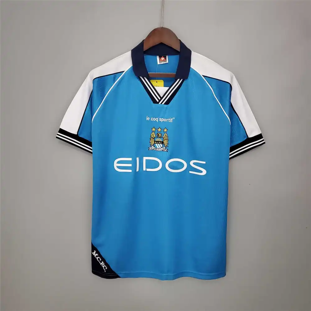 Manchester City Retro Home Football Jersey Shirt 1999/01