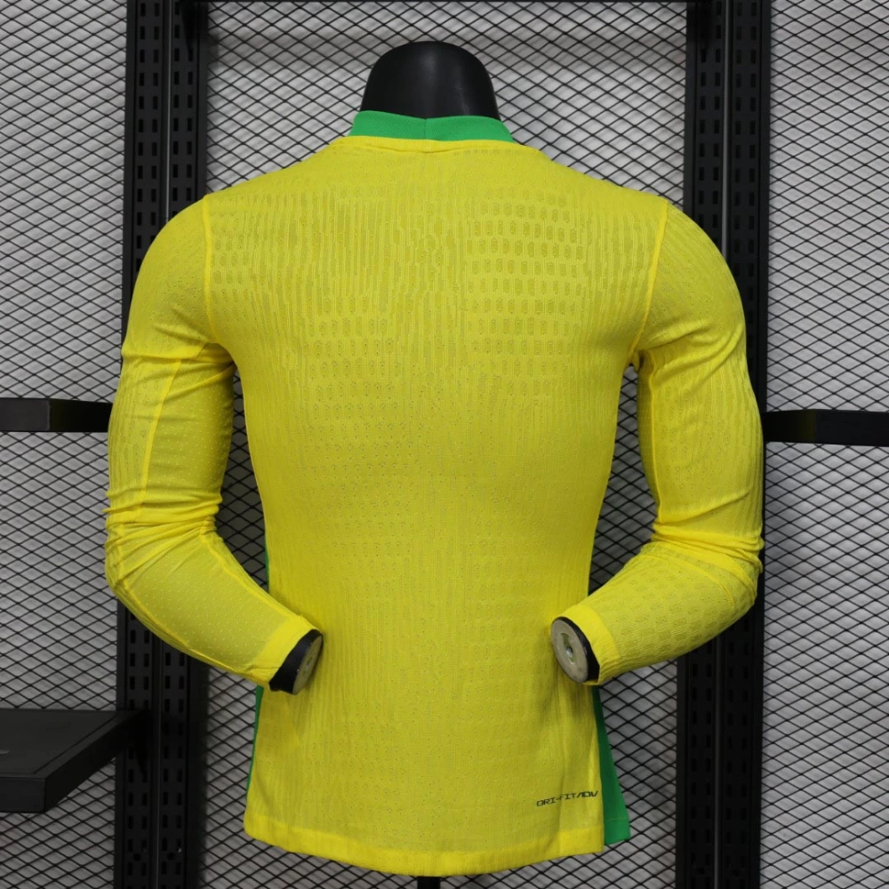 Brazil Authentic Soccer Jersey Home Long Sleeve Shirt 2025