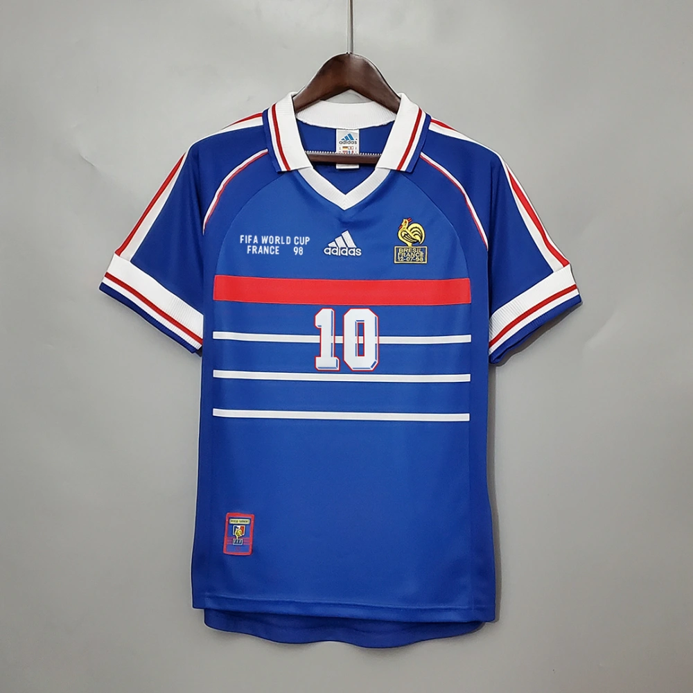 France Retro Soccer Jersey Home Custom Shirt World Cup 1998