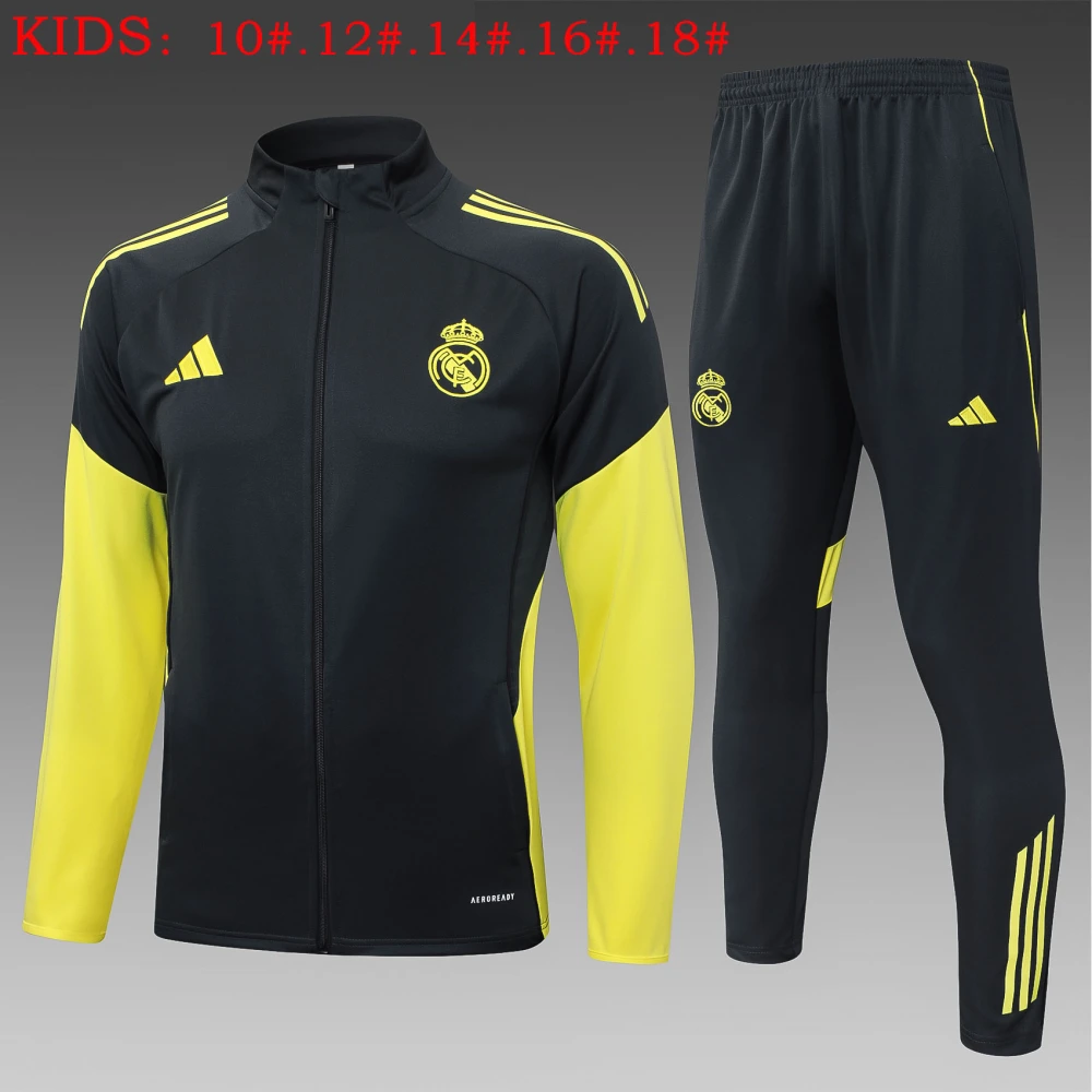 Kids Real Madrid Training Kit (Jacket+Pants) Deep Grey 2025/26