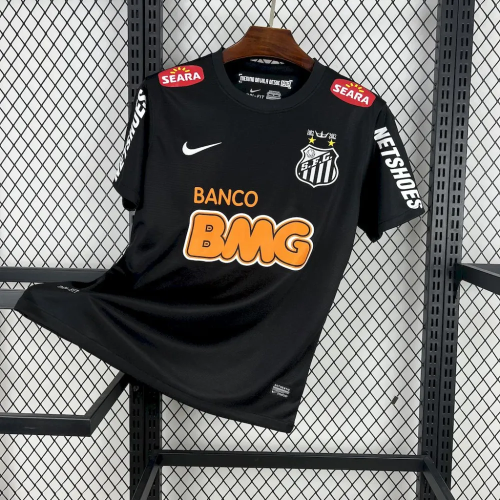 Santos FC Retro Soccer Jersey Black Edition Custom Shirt 2012