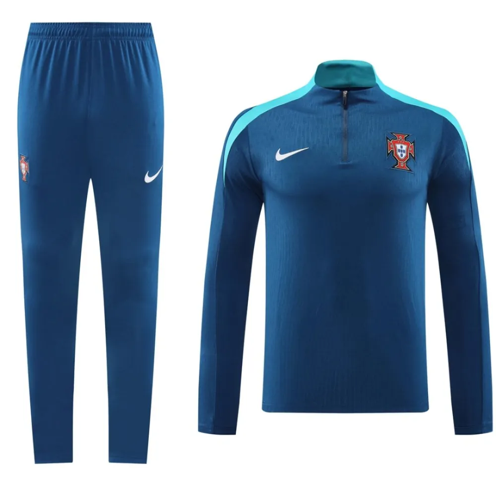 Portugal Zipper Sweatshirt Kit (Top+Pants) Blue 2024/25
