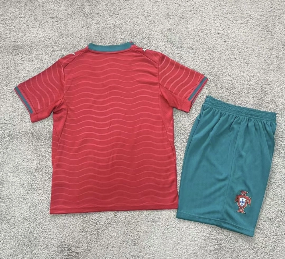Portugal Home Football Uniform Kids Kit Jersey+Shorts World Cup 2026