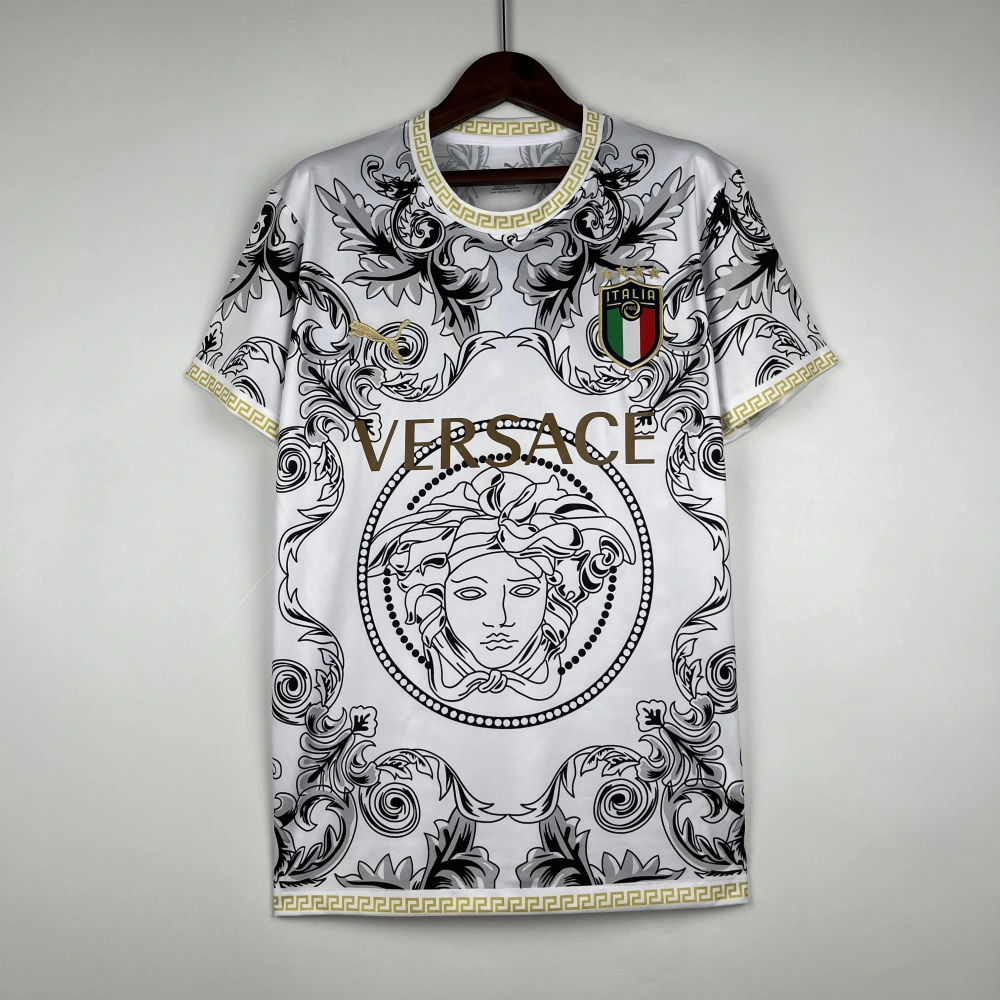 Italy Soccer Jersey x Versace White Special Edition Custom Shirt 2024