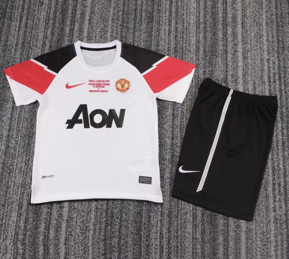 Manchester United Retro Third Away Kids Kit Jersey+Shorts 2010/11 - Champions League Final
