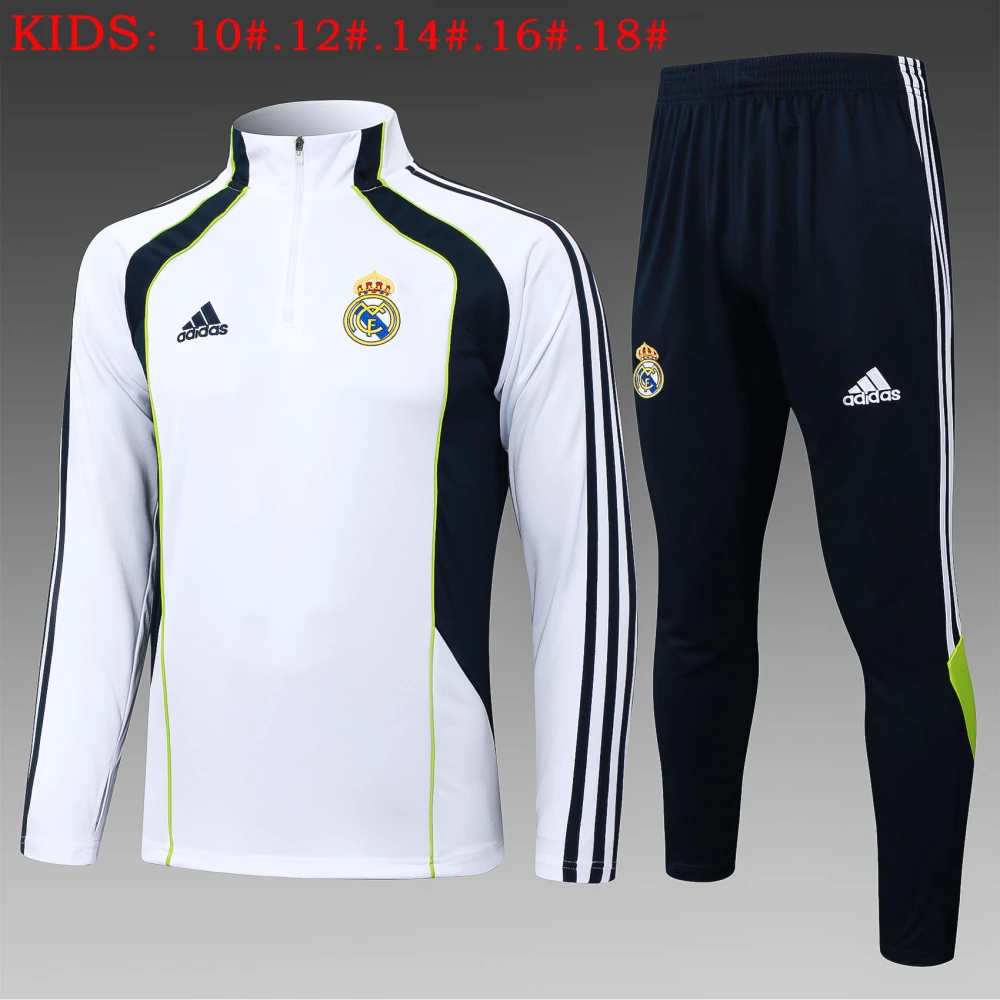 Kids Real Madrid Training Kit (Sweatshirt+Pants) White 2025/26