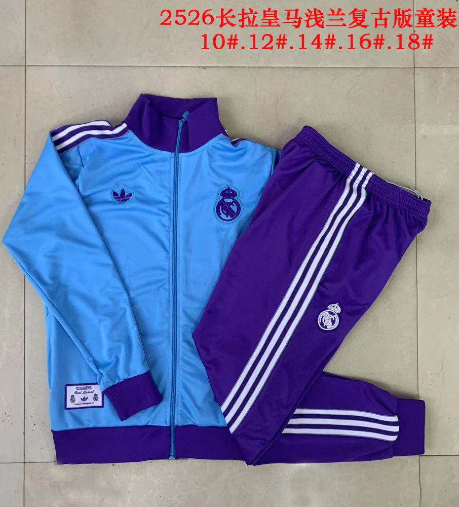 Kids Real Madrid Training Kit (Jacket+Pants) Light Blue 2025/26