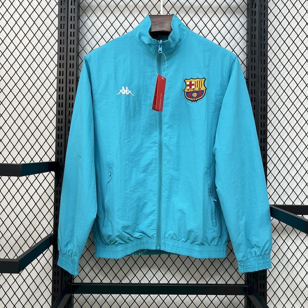 Barcelona Retro Reversible Double-Sides Windbreaker Jacket Green&Blue 2025/26
