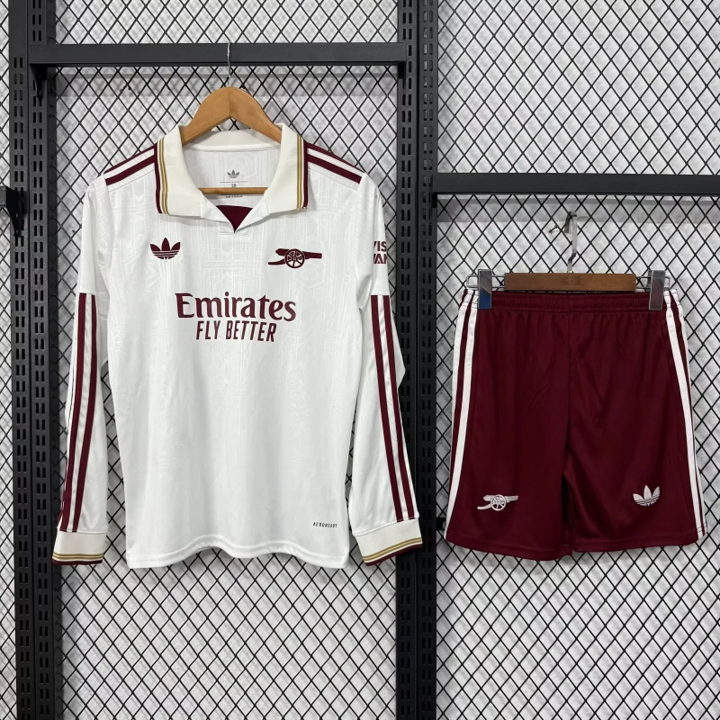 Arsenal Soccer Jersey Third Away Kids Long Sleeve Kit Jersey+Shorts 2025/26