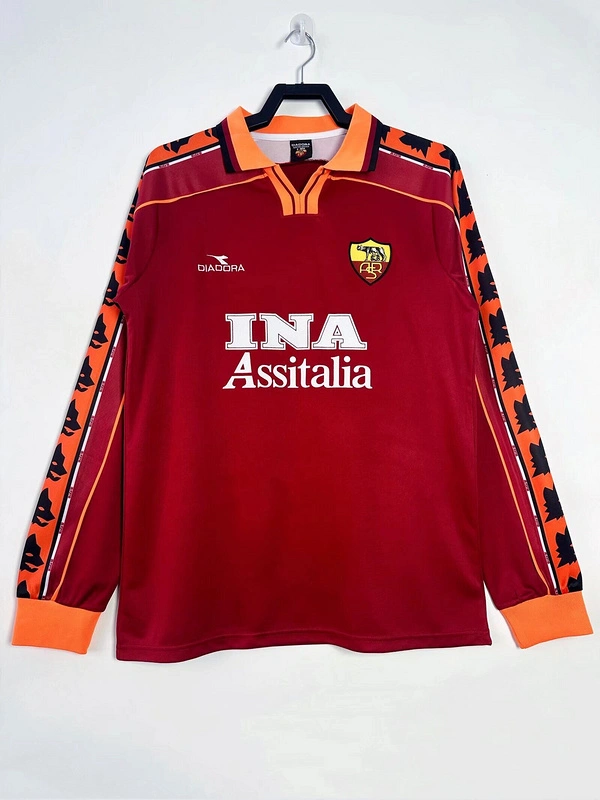 Roma Retro Soccer Jersey Home Long Sleeve Custom Shirt 1998/99