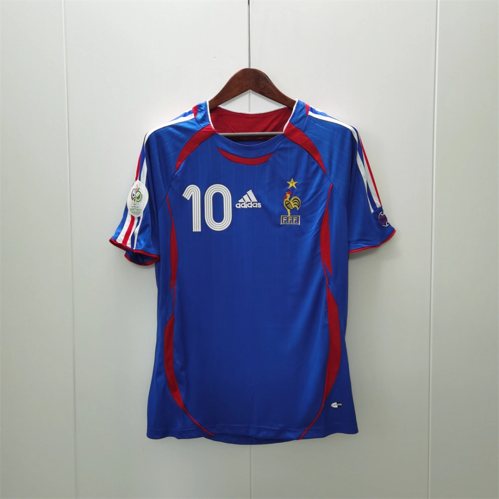 Zidane#10 France Retro Soccer Jersey Home Shirt World Cup 2006
