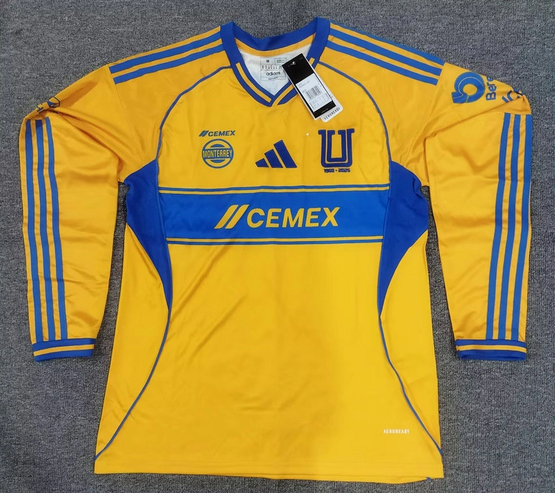 Tigres UANL Soccer Jersey Home Long Sleeve Custom Shirt 2025/26