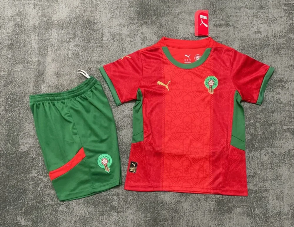 Morocco Soccer Jersey Home Kids Kit Jersey+Shorts 2024-25