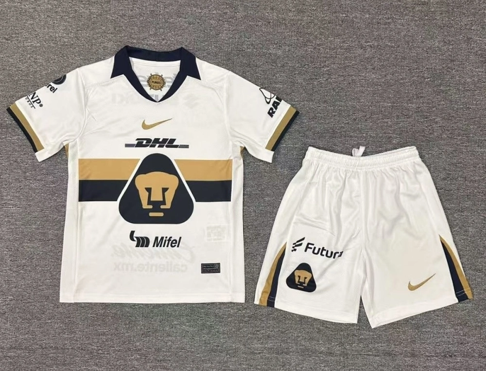 Pumas UNAM Soccer Jersey Home Kids Kit Jersey+Shorts 2025-26