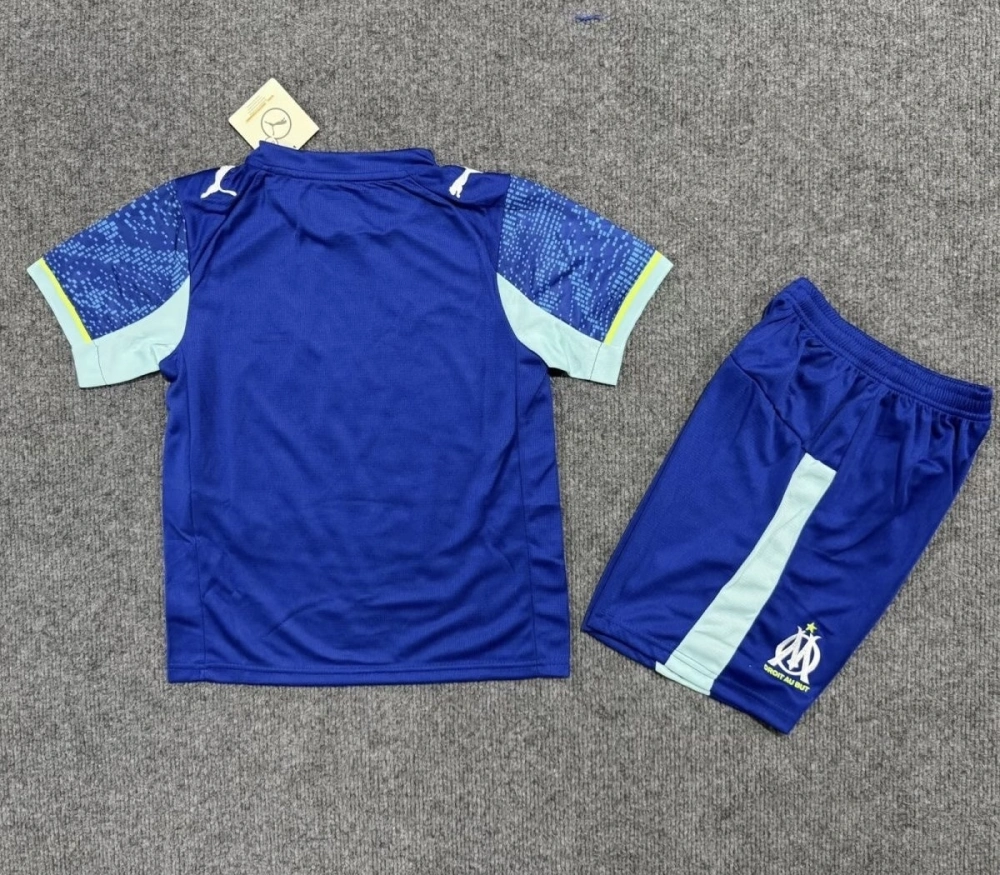 Marseille Soccer Jersey Third Away Kids Kit Jerseys+Shorts 2025/26