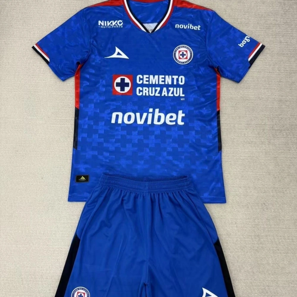 Cruz Azul Soccer Jersey Home Kids Kit Jersey+Shorts 2025/26 - With Sponsor