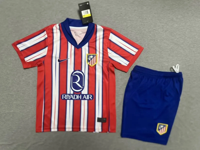 Atletico Madrid Soccer Jersey Home Kids Kit Jersey+Shorts 2024/25