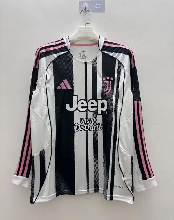 Juventus Soccer Jersey Home Long Sleeve Custom Shirt 2025/26