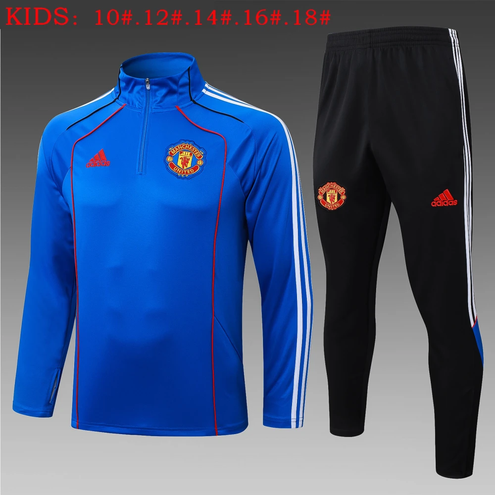 Kids Manchester United Training Kit (Sweatshirt+Pants) Blue 2025/26