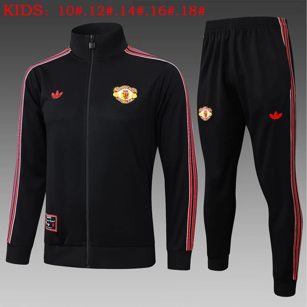Kids Manchester United Training Kit (Jacket+Pants) Black 2025/26