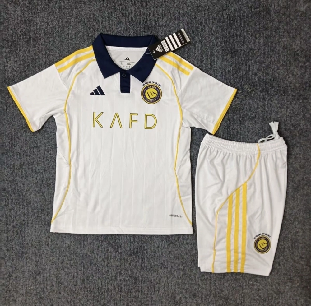 Al Nassr Soccer Jersey Third Away Kids Kit Jersey+Shorts 2025/26