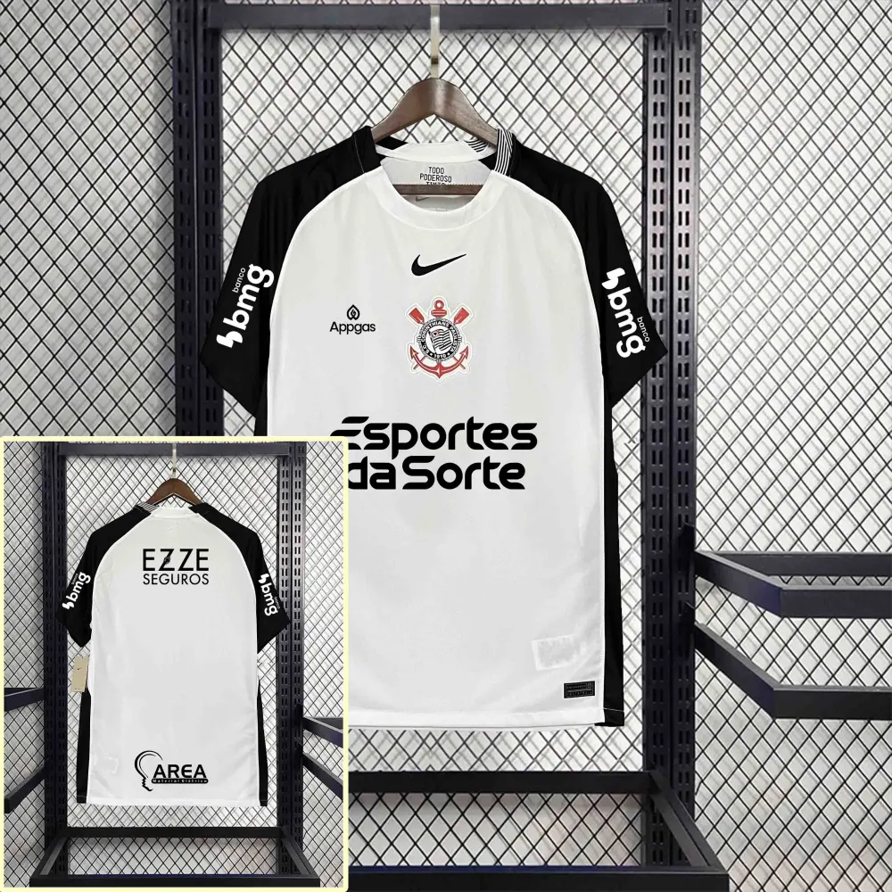 Corinthians Soccer Jersey Home Custom Shirt 2025 - All Sponsors