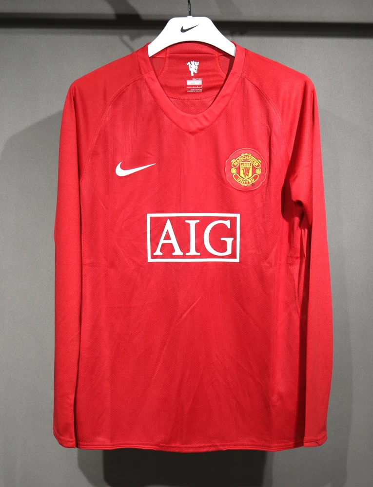 Manchester United Retro Authentic Home Long Sleeve Football Jersey Shirt 2007/08