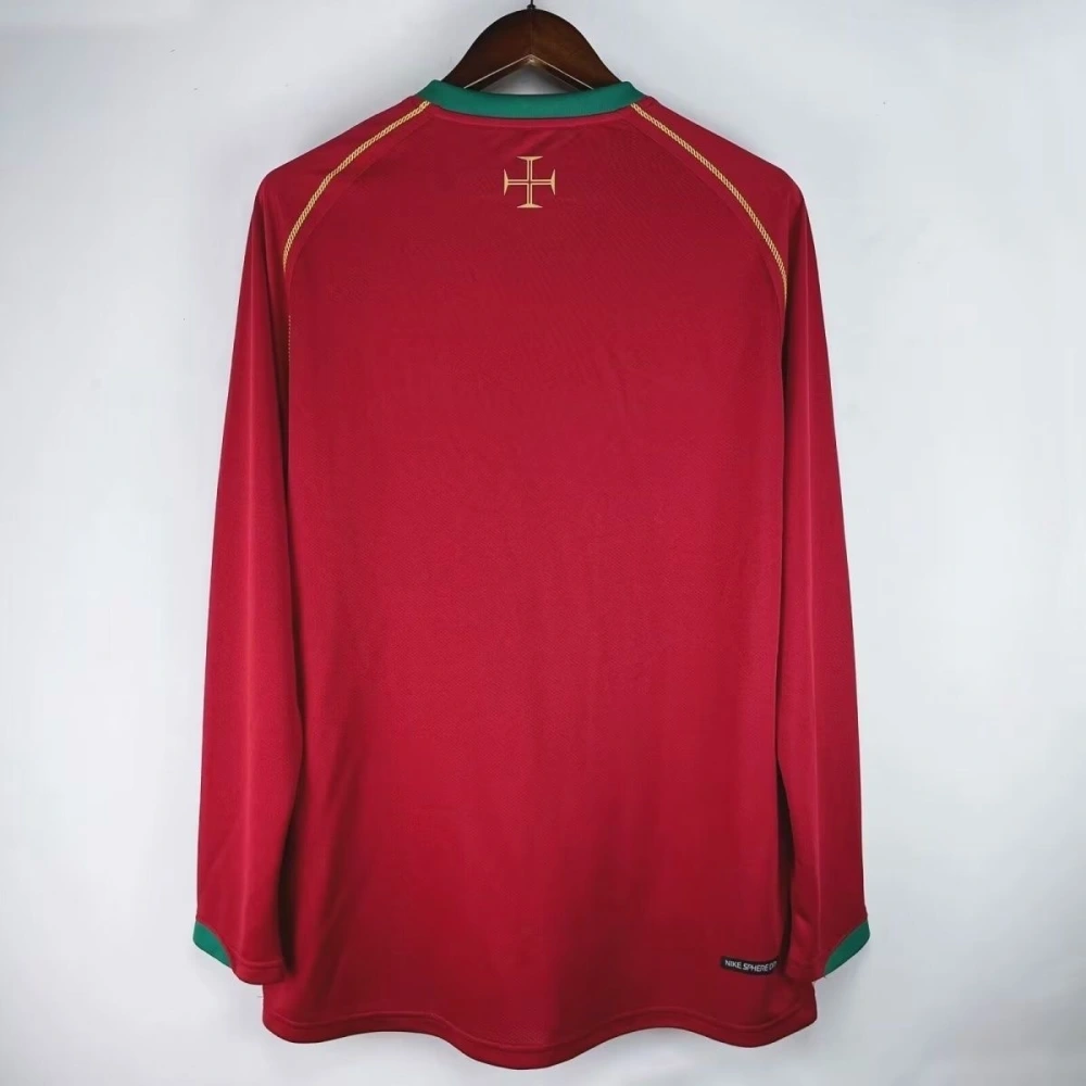 Portugal Retro Soccer Jersey Home Long Sleeve Custom Shirt 2006
