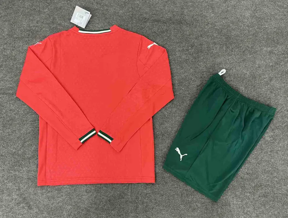 Portugal Home Football Uniform Kids Kit Jersey+Shorts Long Sleeve 2025