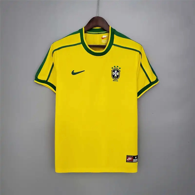 Brazil Retro Jersey Custom Home Soccer Jersey 1998