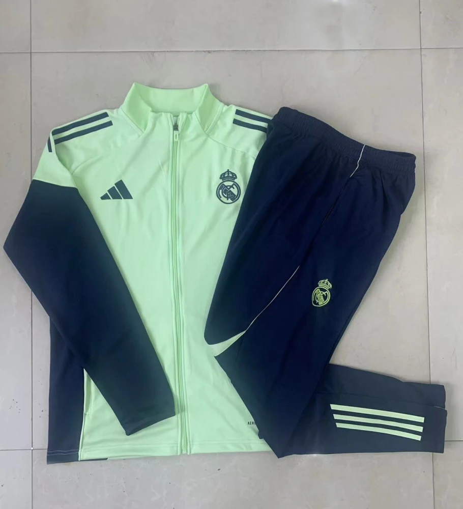 Kids Real Madrid Training Kit (Jacket+Pants) Light Green 2025/26