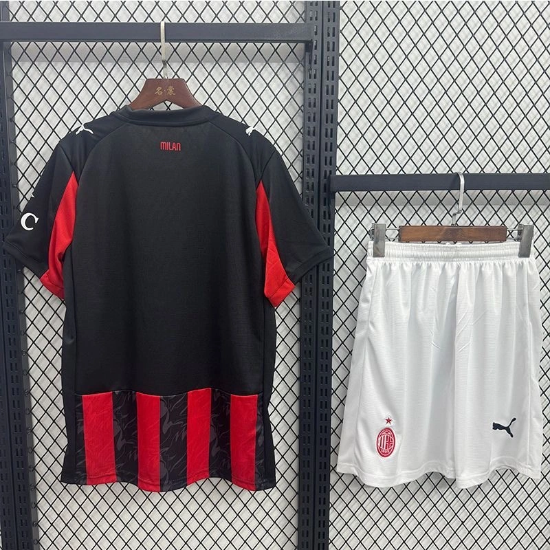 AC Milan Soccer Jersey Home Kids Kit Jersey+Shorts 2025/26