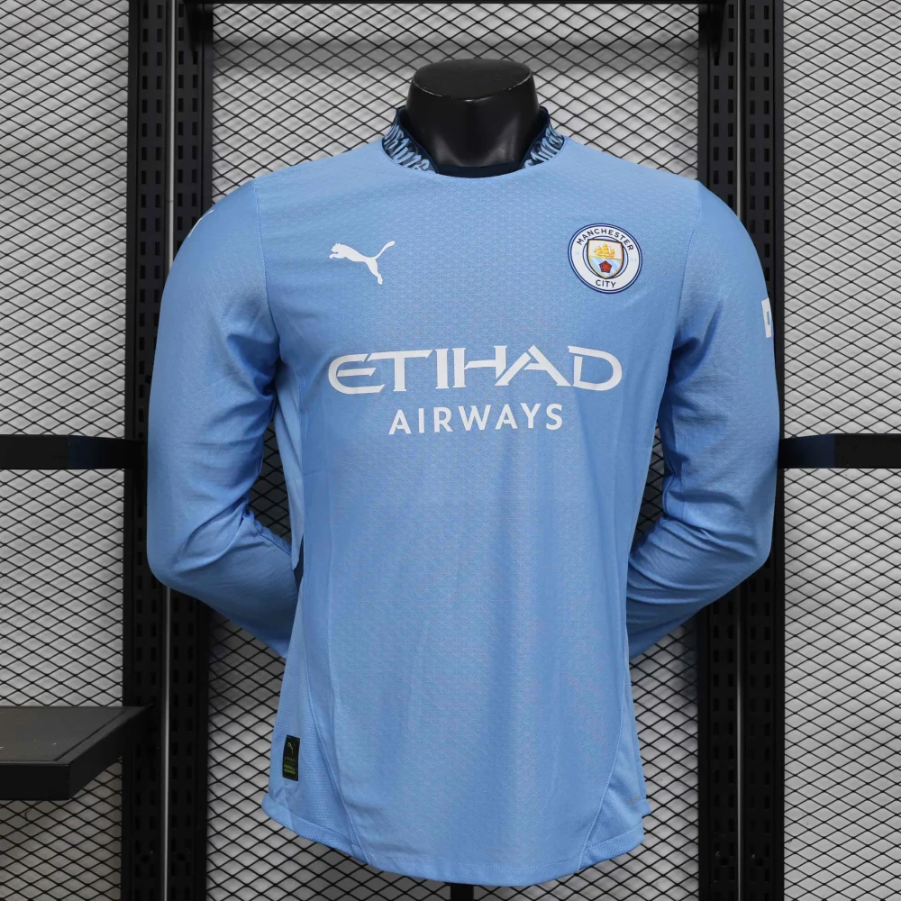 Manchester City Authentic Home Long Sleeve Football Jersey Shirt 2024/25