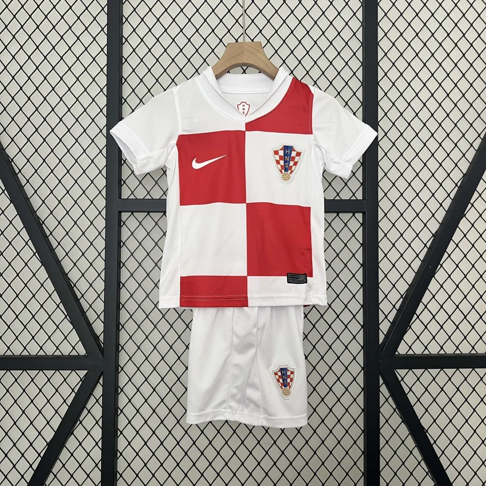 Croatia Soccer Jersey Home Kids Kit Jersey+Shorts EURO 2024