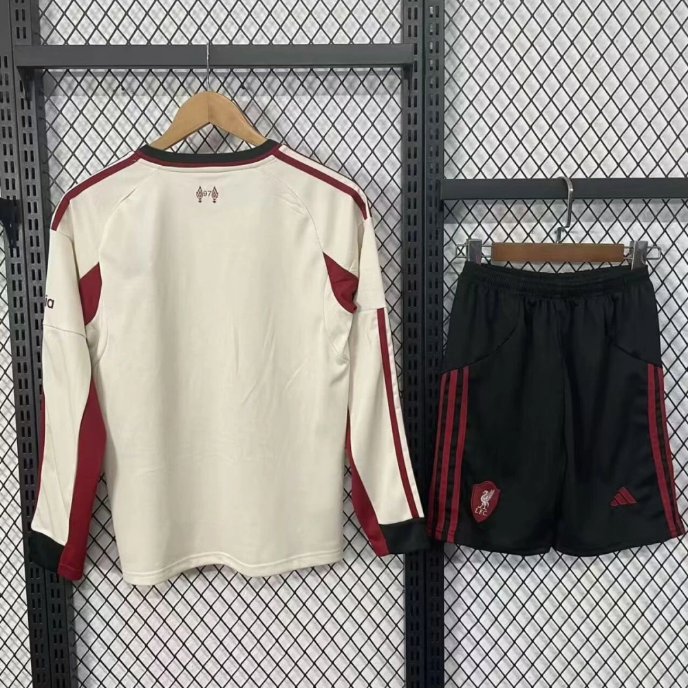 Liverpool Football Jersey Away Kids Long Sleeve Kit Jersey+Shorts 2025/26