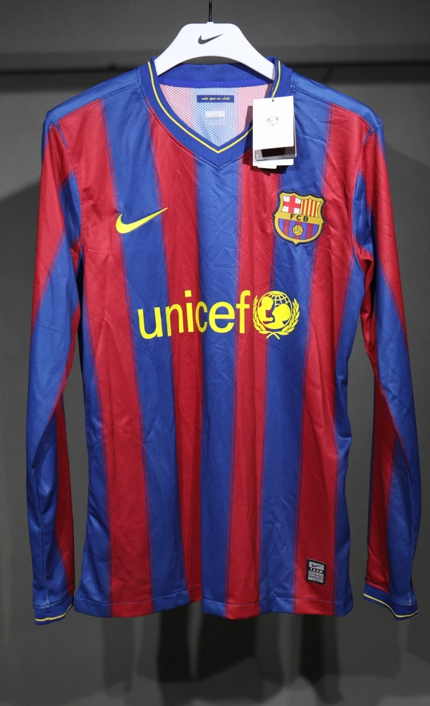 Authentic Barcelona Retro Jersey Home Long Sleeve Soccer Shirt 2009-10