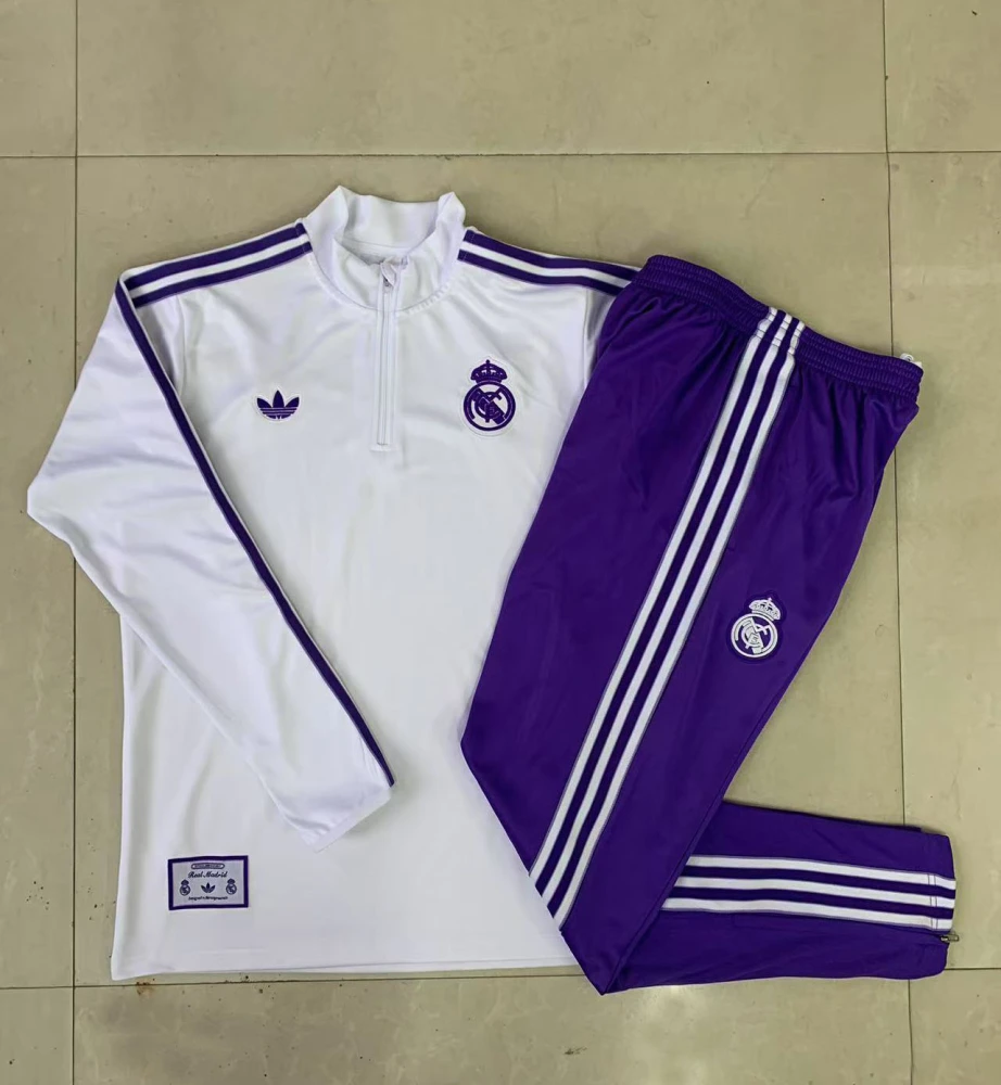 Kids Real Madrid Training Kit (Sweatshirt+Pants) White 2025/26