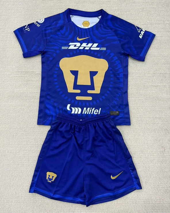 Pumas UNAM Soccer Jersey Away Kids Kit Jersey+Shorts 2025-26
